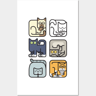 Cute Cat Icon Set Pattern Posters and Art